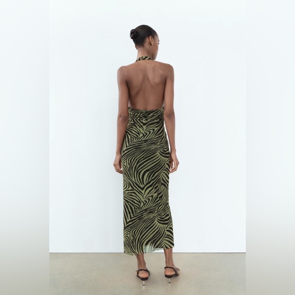 Zara Green and Black Backless Dress - Picture 5 of 8